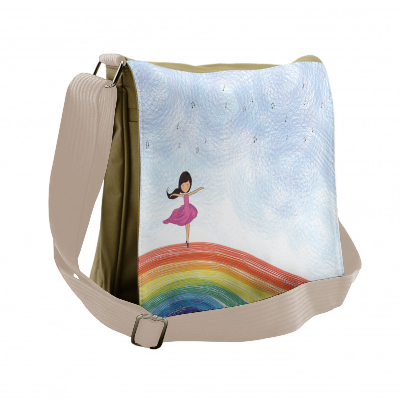 Girl Dances on Rainbow Messenger Bag