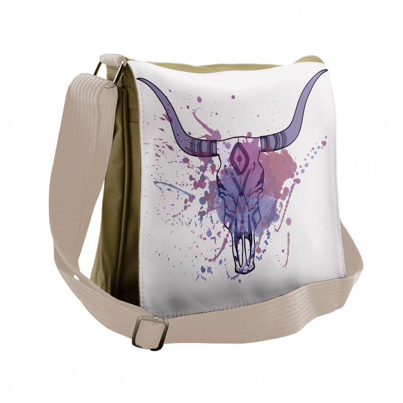 Bull Skull with Splashes Messenger Bag