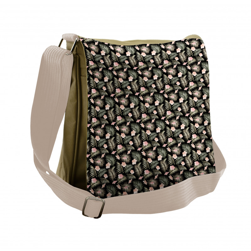 Tropical Flora on Exotic Leaf Messenger Bag