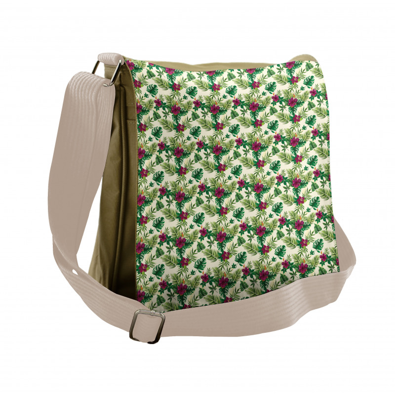 Exotic Foliage and Hibiscus Messenger Bag