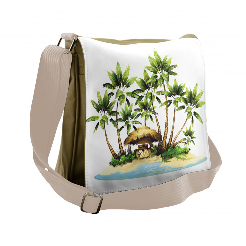 Trees and Bungalow Tiki Bar Messenger Bag