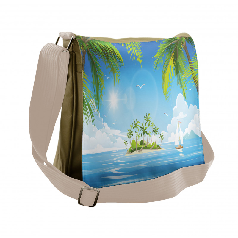 Cartoon of Tropical Island Messenger Bag