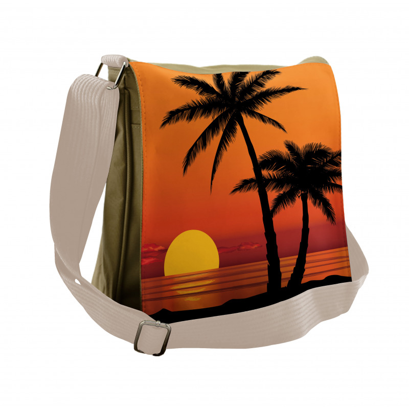 Orange Ombre Sunset and Trees Messenger Bag