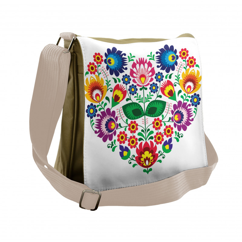 Slav Flowers Heart Messenger Bag