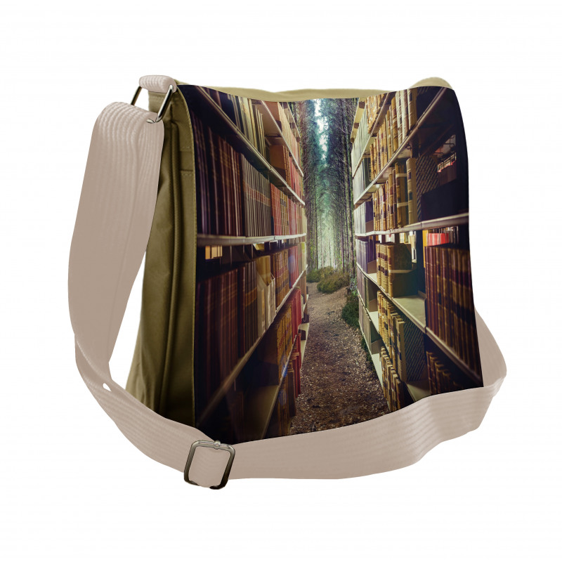 Abstract Library in Woods Messenger Bag