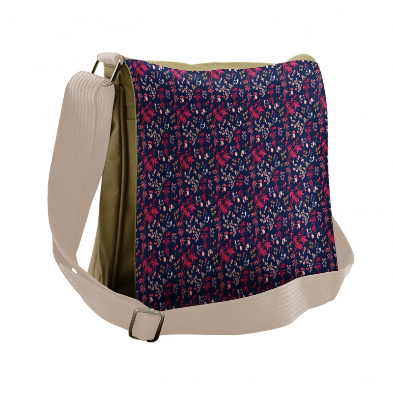 Bamboo and Flowers Art Messenger Bag