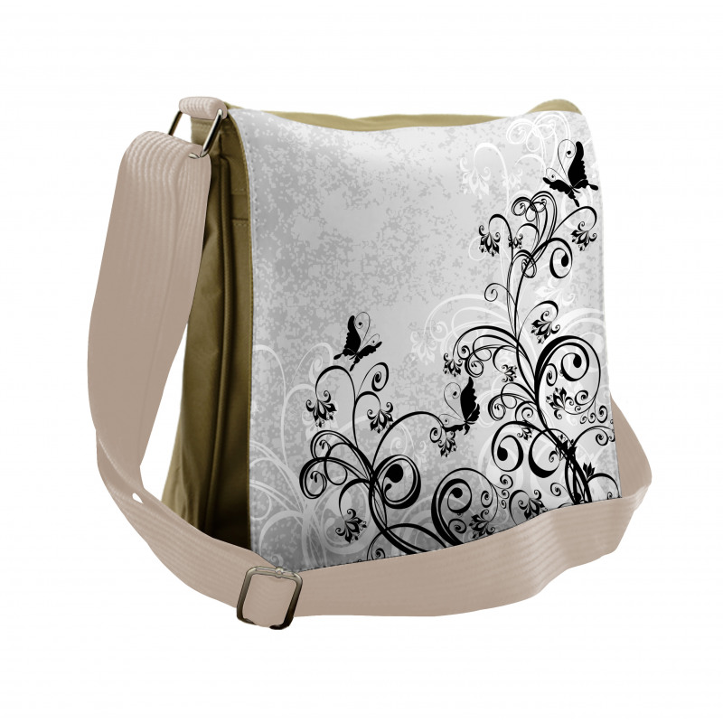 Floral and Grunge Messenger Bag