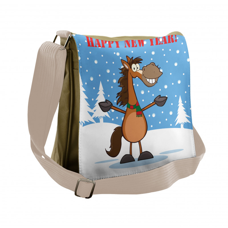 Horse in Snow Winter Messenger Bag