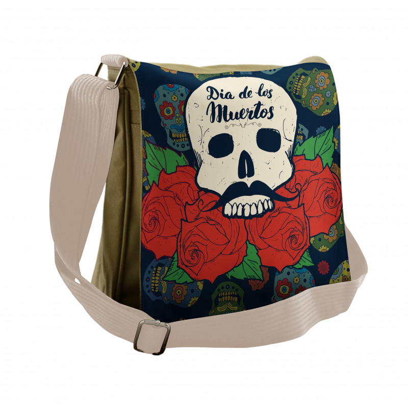 Skull with Roses Messenger Bag