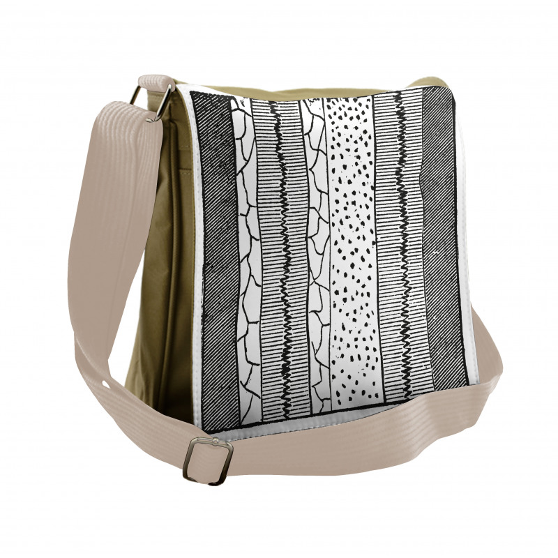 Hand Drawn Uneven Lines Messenger Bag