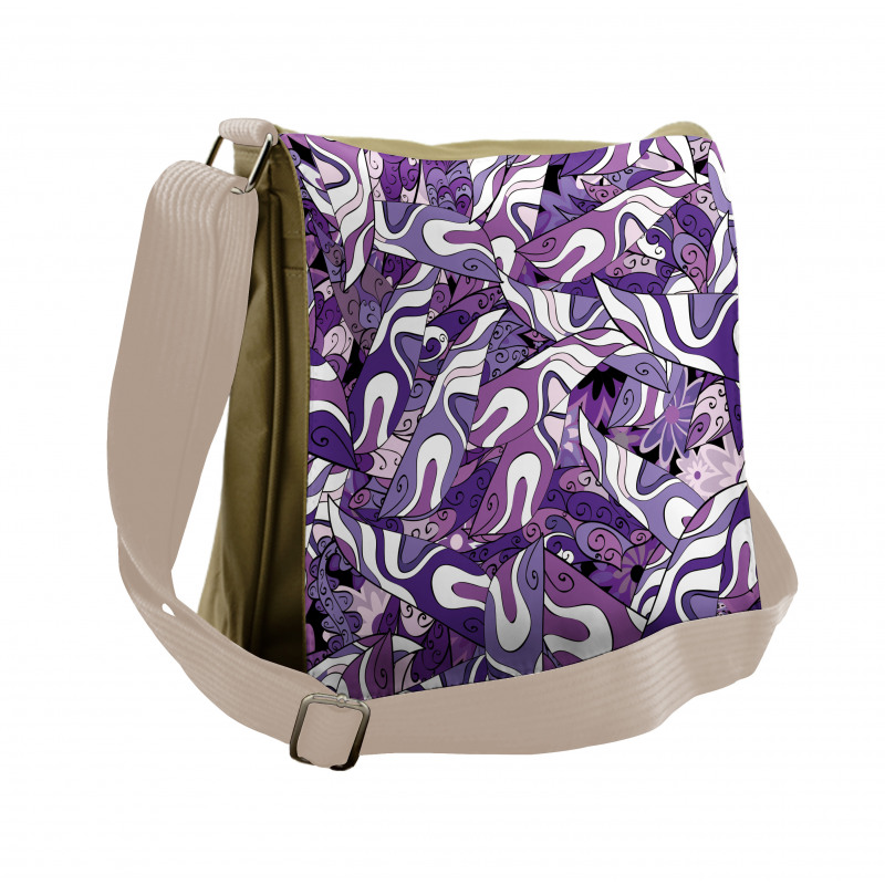 Lilac Strokes Motifs Messenger Bag