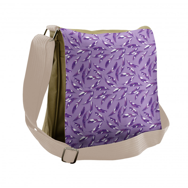 Lilac Delicate Feathers Messenger Bag