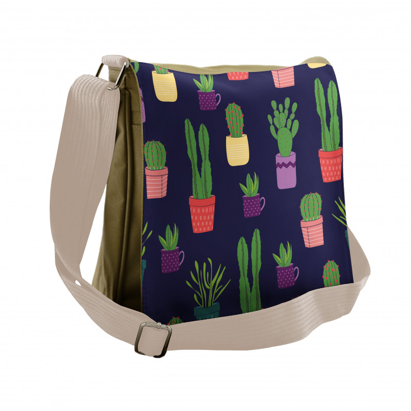 Colorful Pots Plants Messenger Bag