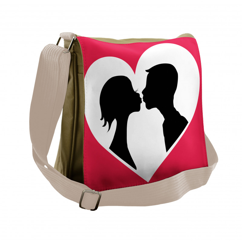 Couple Silhouette in Heart Messenger Bag