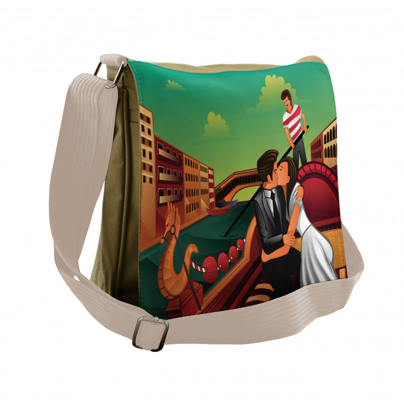 Romantic Couple on Gondola Messenger Bag