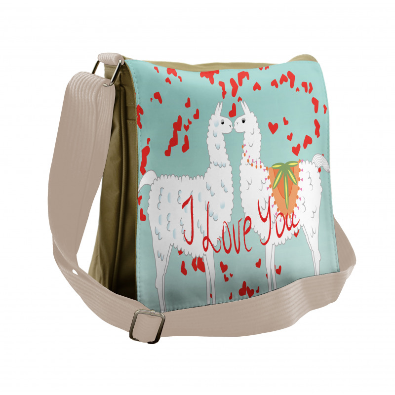 Lover Llamas and Hearts Messenger Bag