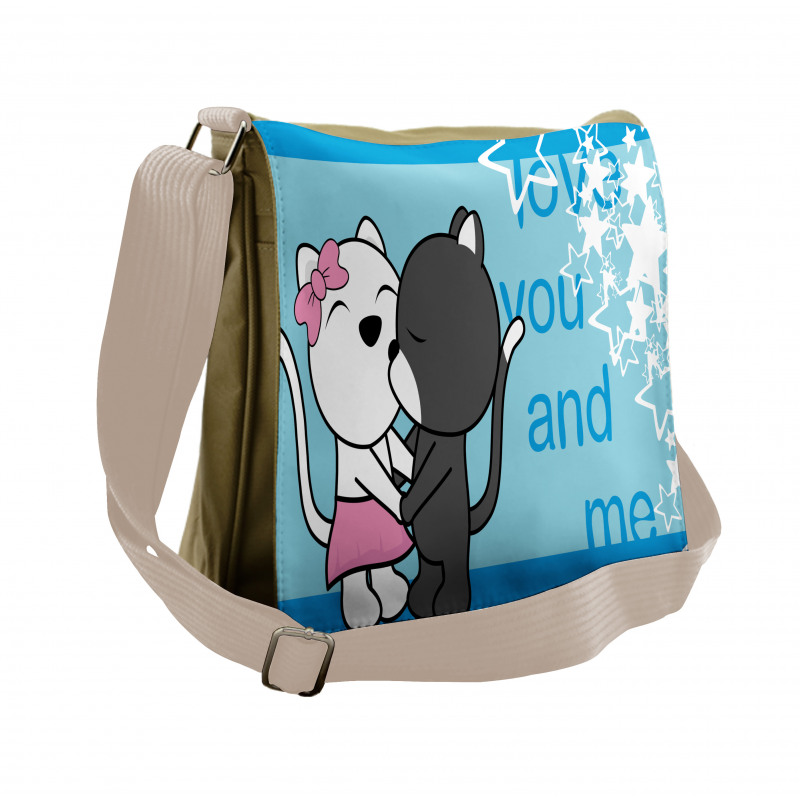 Love You and Me with Cats Messenger Bag