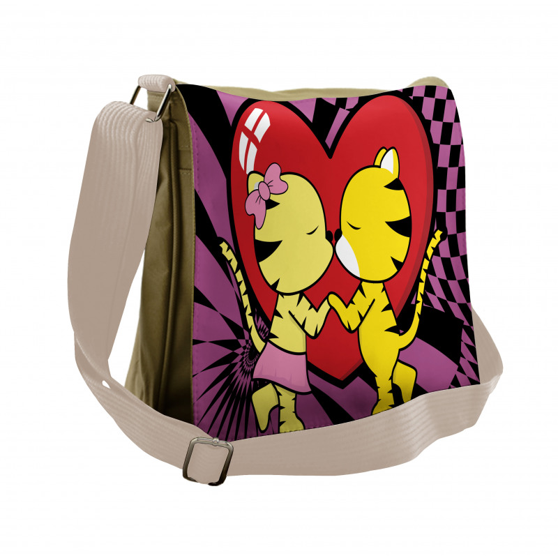 Cartoon Tigers Heart Messenger Bag