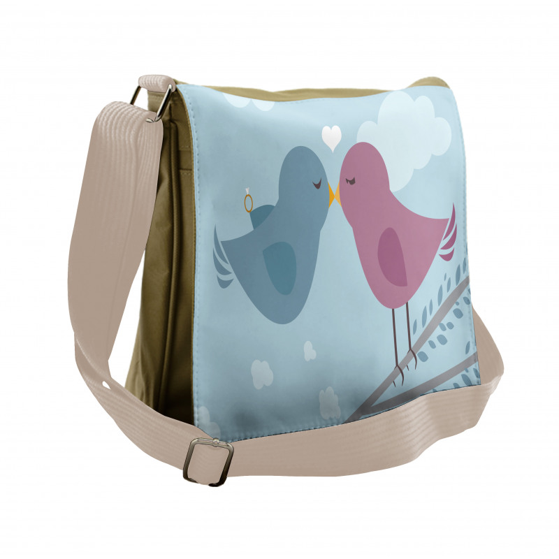 Simple Birds Romance Doodle Messenger Bag