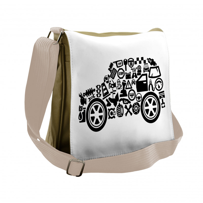 Car Shape Pictograms Messenger Bag