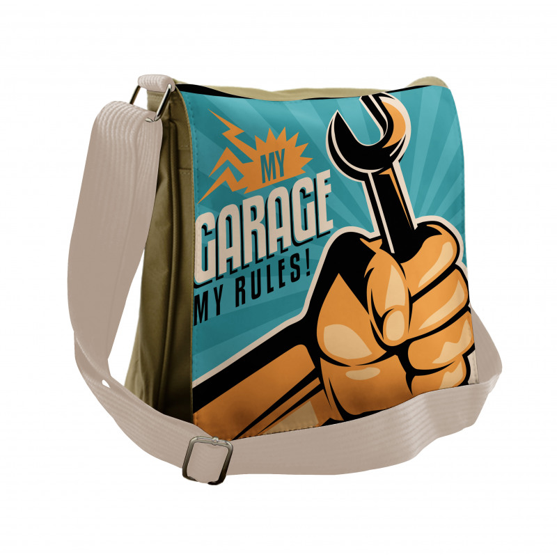 Retro Holding Wrench Messenger Bag