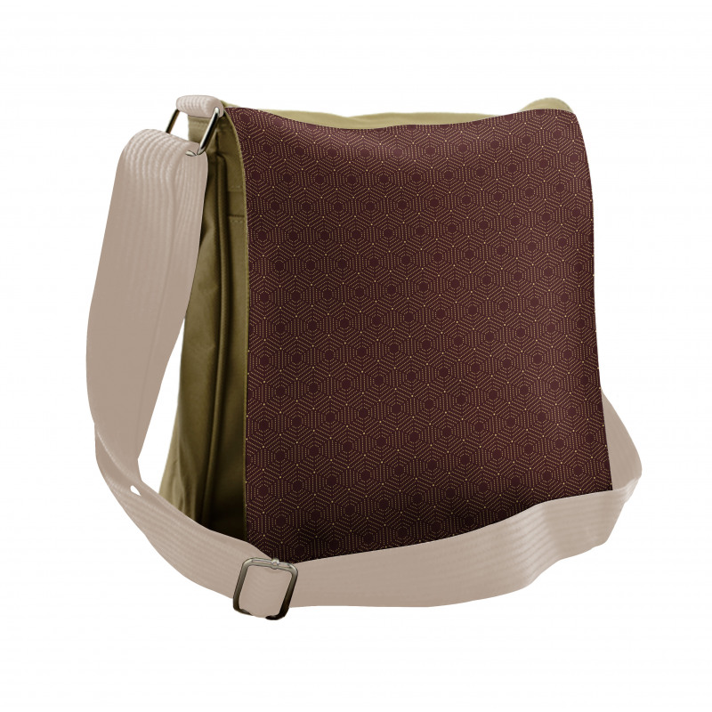 Hexagonal Shapes with Dots Messenger Bag