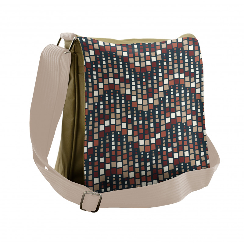 Squares Arranged Wavy Flow Messenger Bag