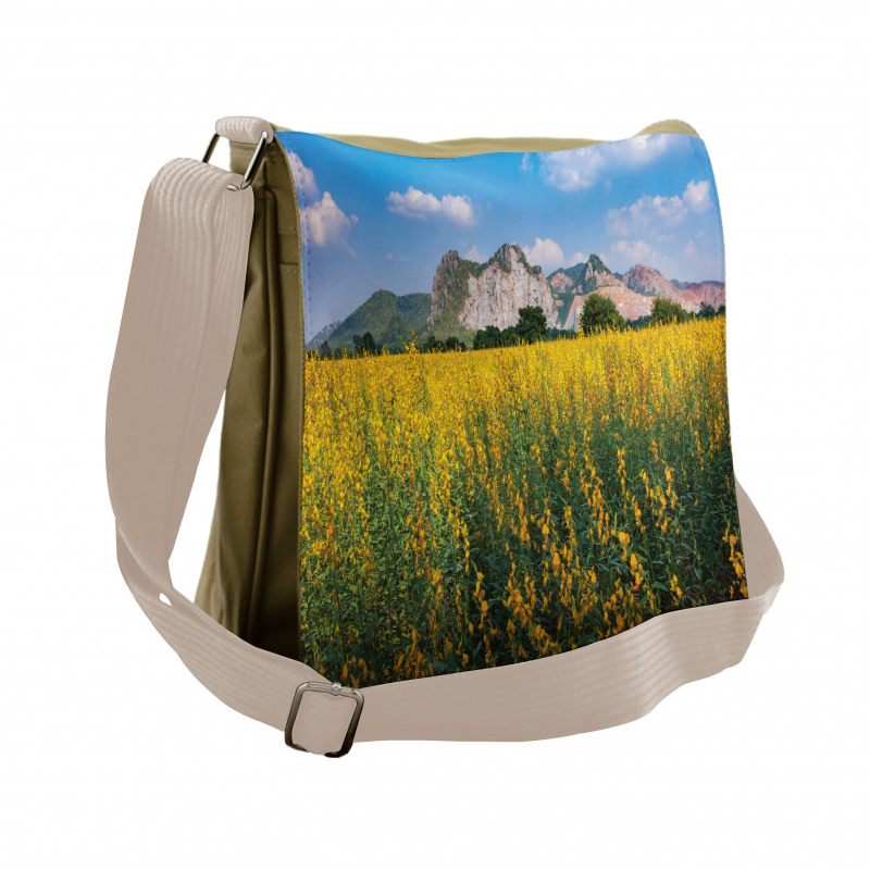 Sunhemp Flowers in a Meadow Messenger Bag