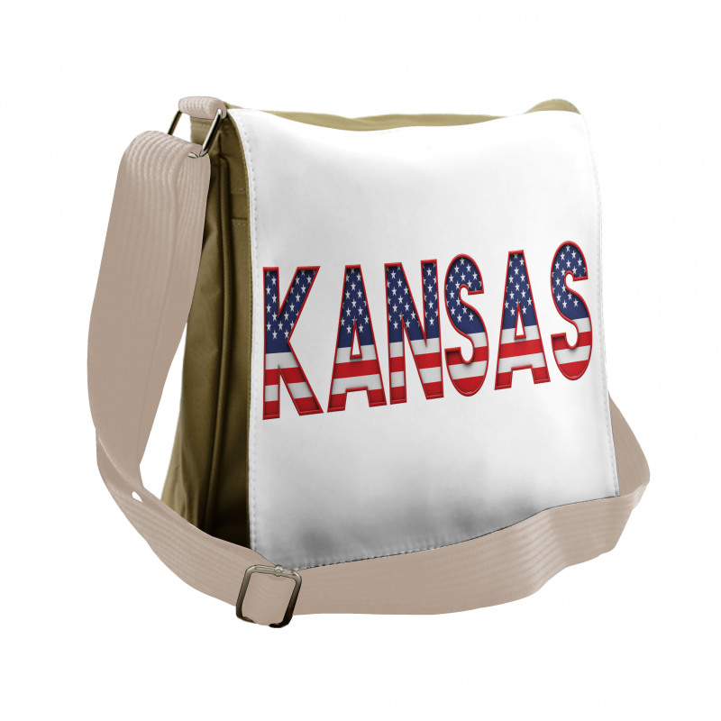 Kansas in Striped Lettering Messenger Bag