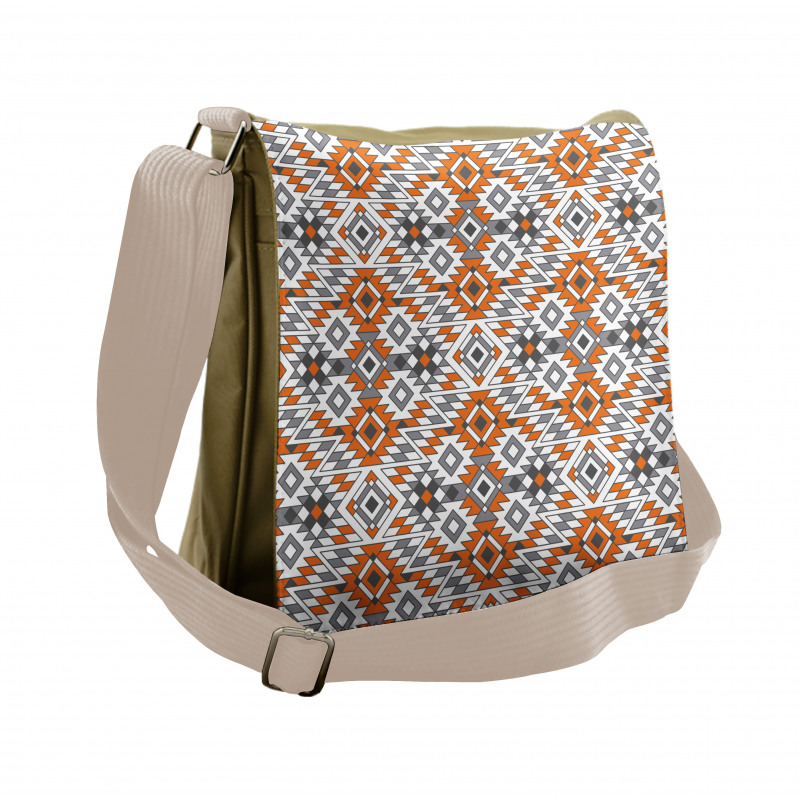 Zigzags and Geometrical Folk Messenger Bag