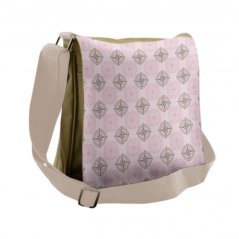 Windroses Pattern Messenger Bag