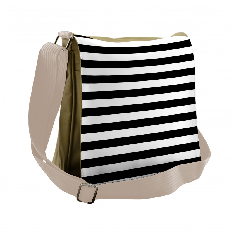 Monochrome Classic Striped Messenger Bag