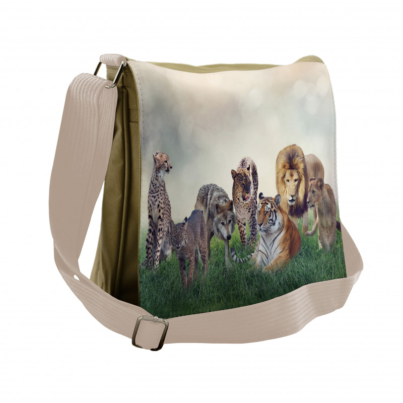 Digital Animals on Grass Messenger Bag