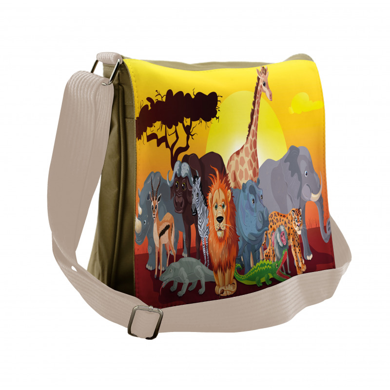 Cartoon Wildlife Messenger Bag