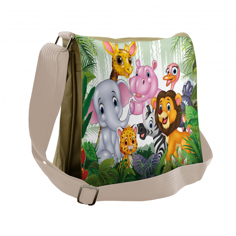 Nursery Happy Animal Doodle Messenger Bag