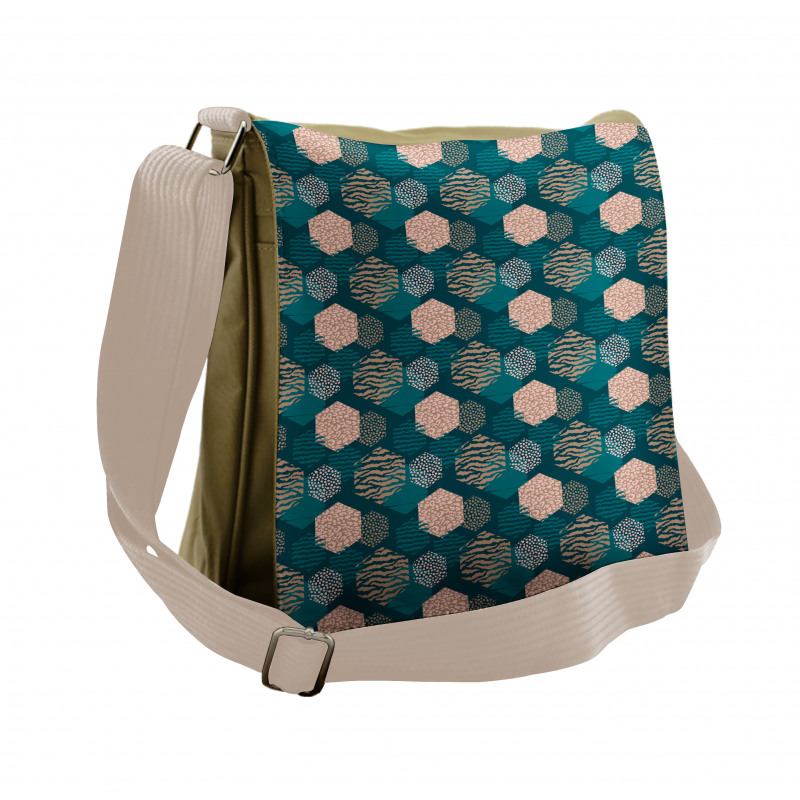 Hexagons in Various Prints Messenger Bag