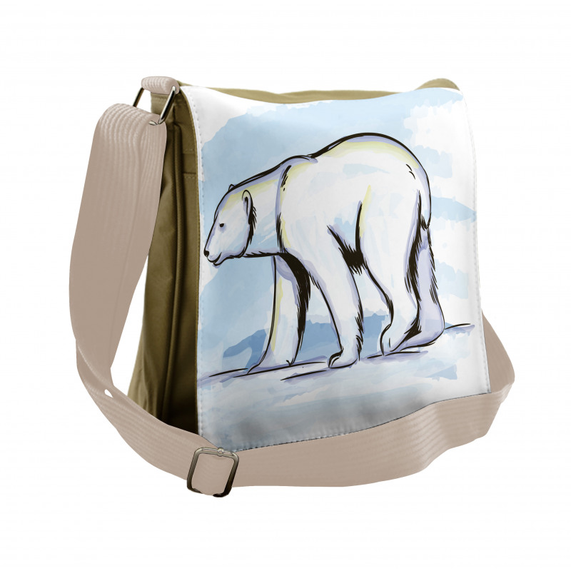 Pencil Sketch Polar Bear Messenger Bag