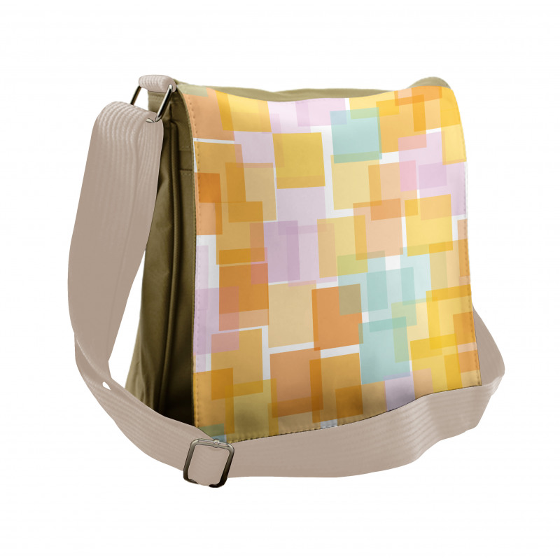 Geometric Random Squares Messenger Bag