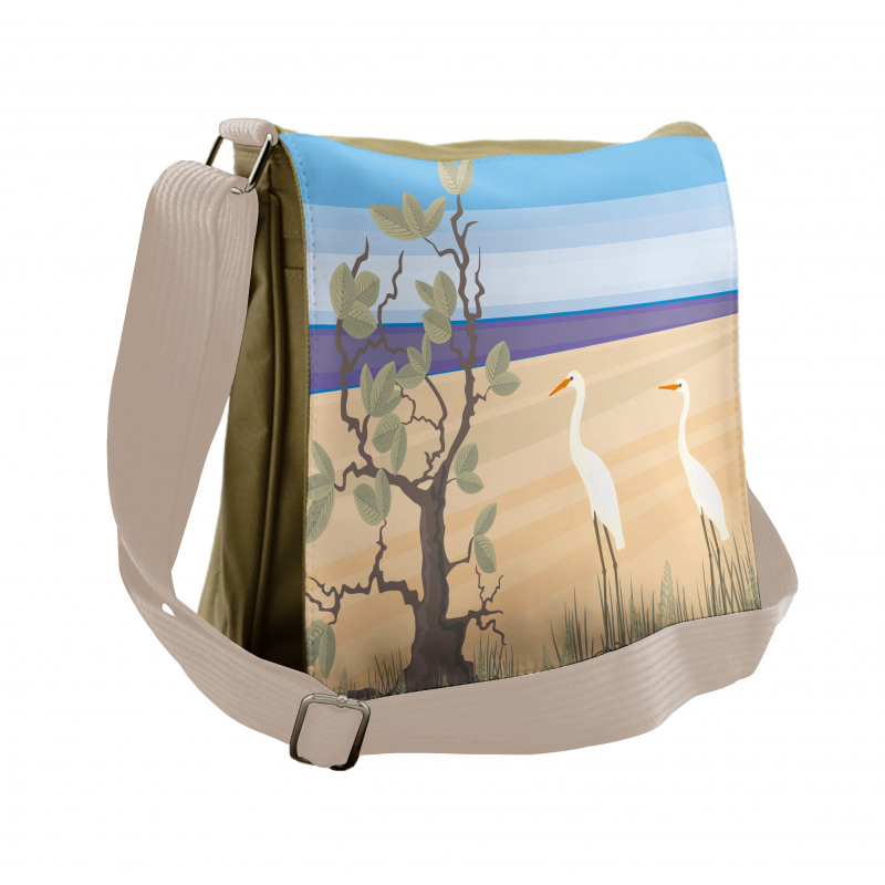 Birds on Beach Coastal Doodle Messenger Bag