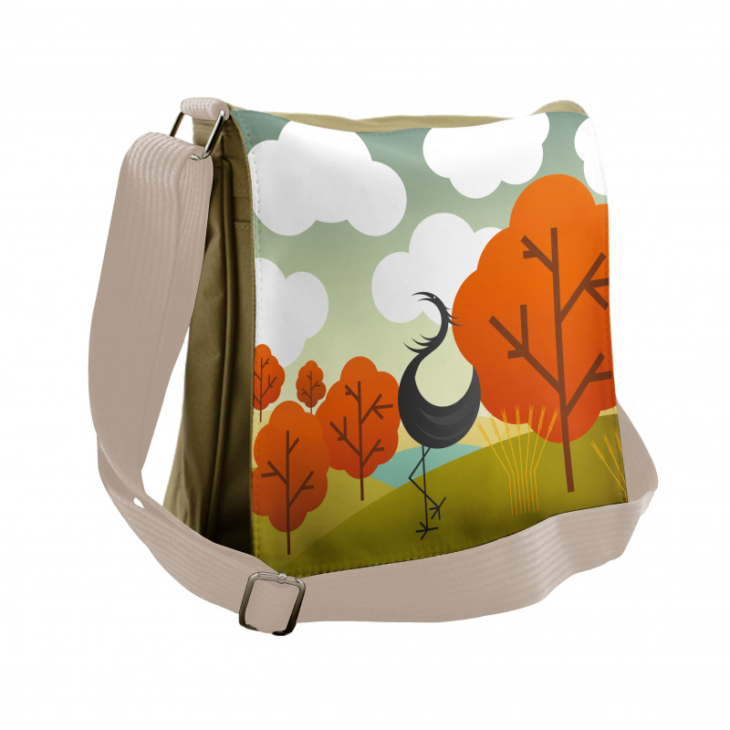 Abstract Bird Trees and Cloud Messenger Bag