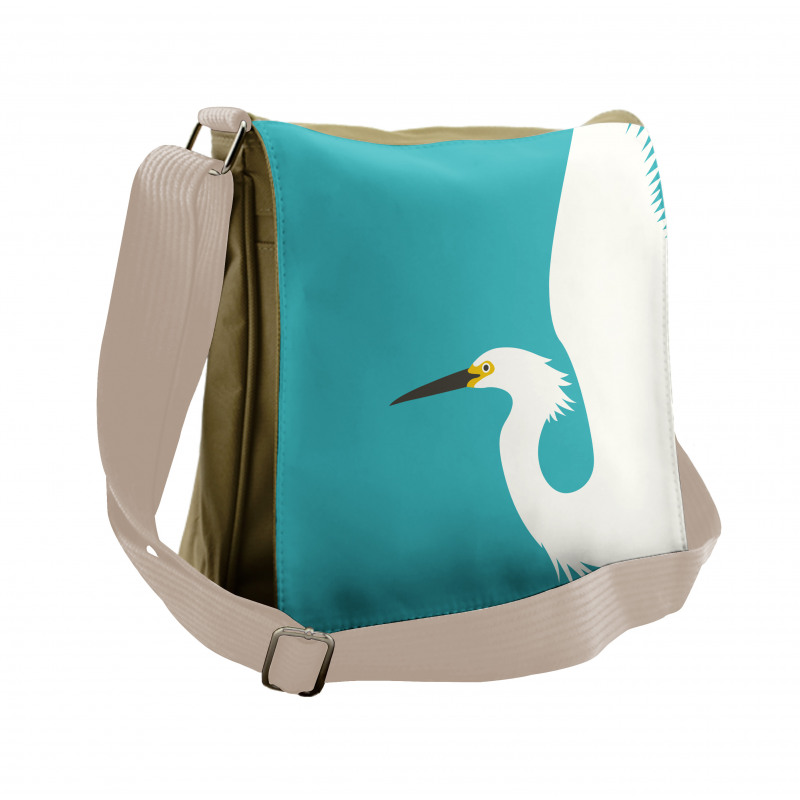 Side Drawn Heron Bird Messenger Bag