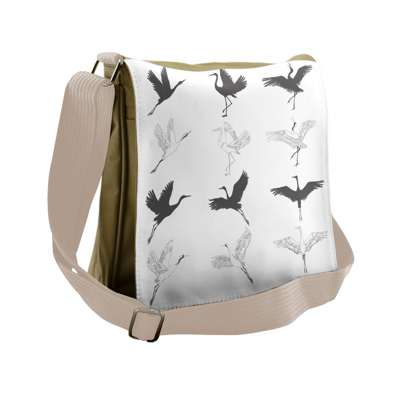 Greyscale Bird Different Side Messenger Bag