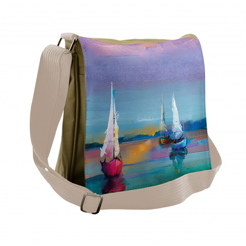 Modern Art Boat Sail Messenger Bag