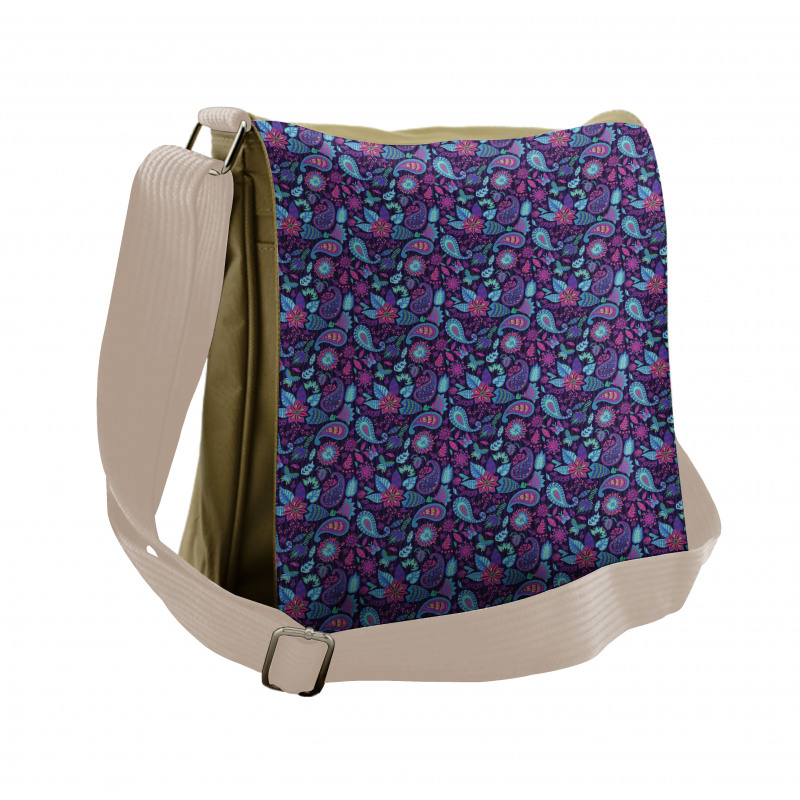 Paisley Teardrops Motif Messenger Bag