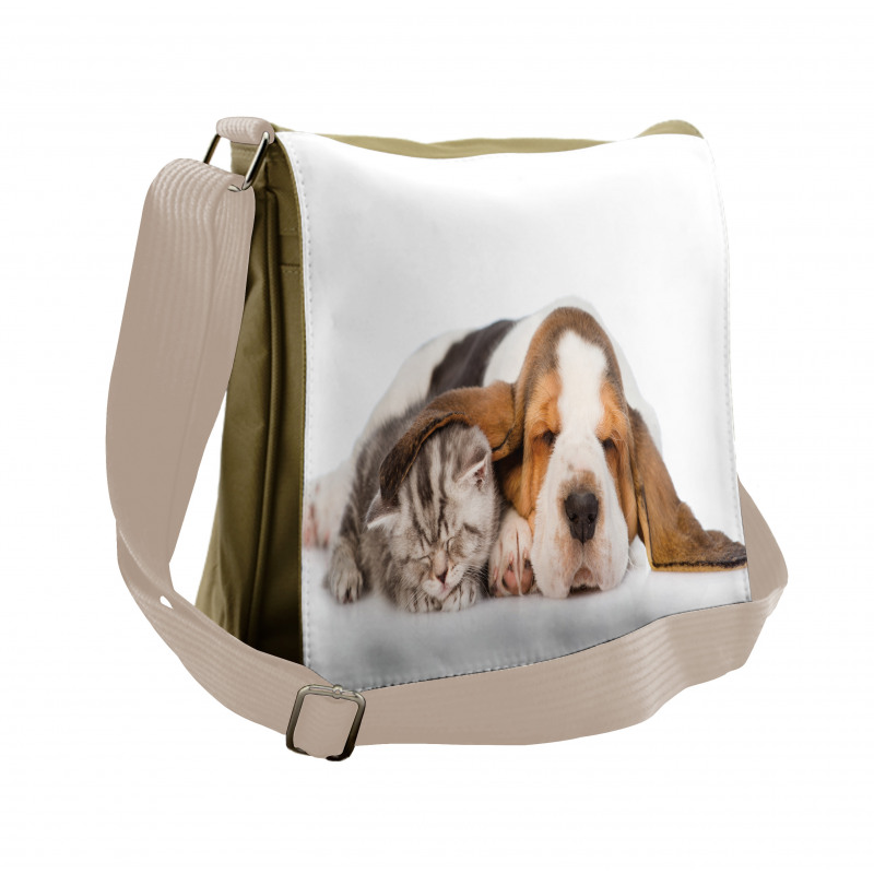 Puppy Kitten Sleeping Messenger Bag