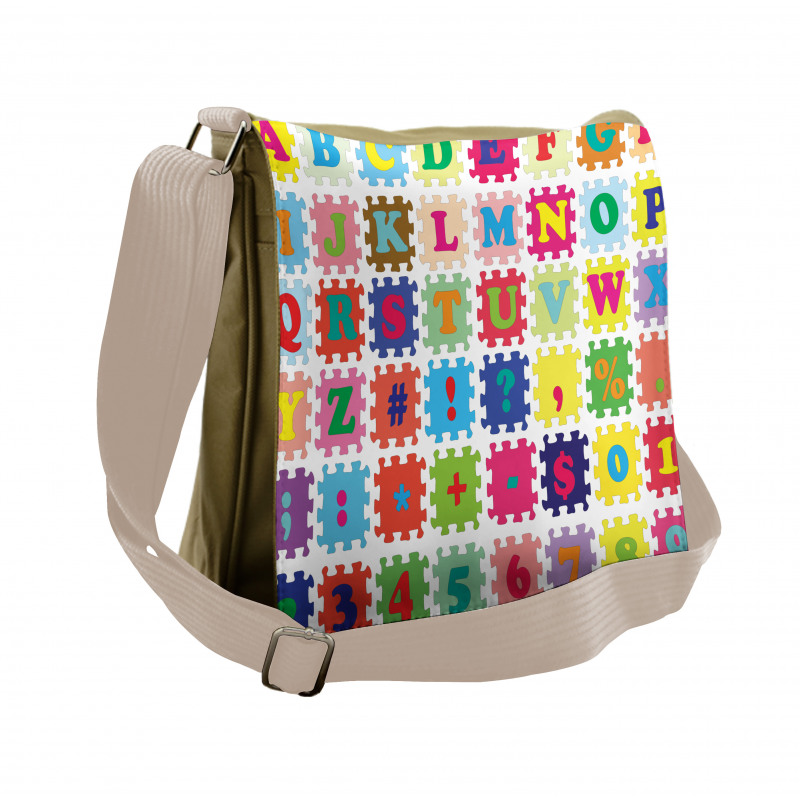 Alphabet and Numbers Messenger Bag