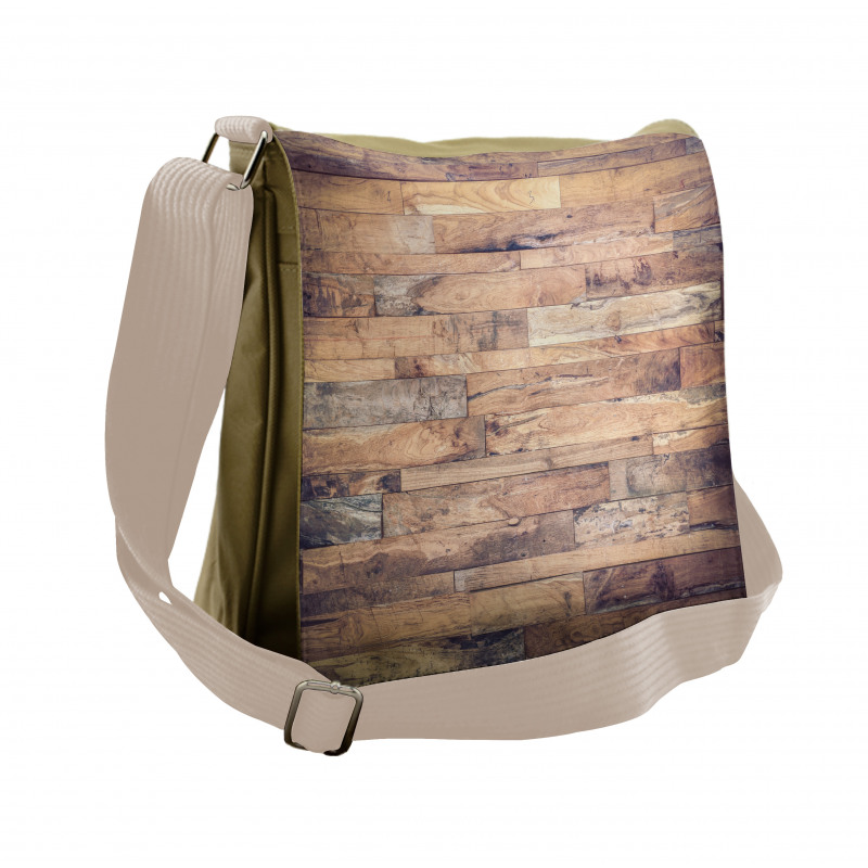 Earthy Toned Planks Messenger Bag