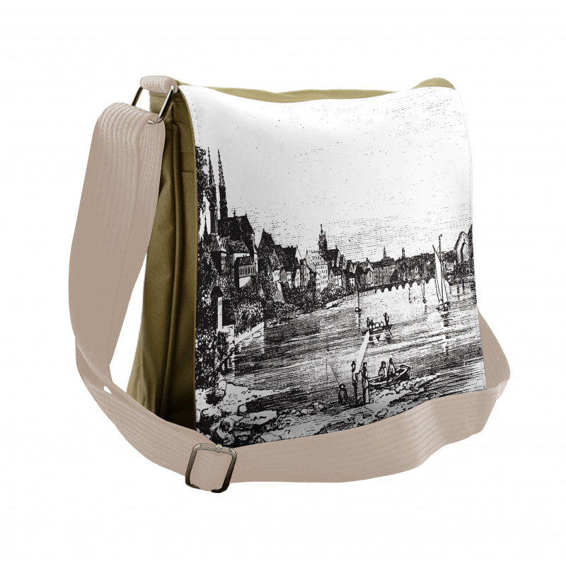 Vintage Cityscape of Istria Messenger Bag