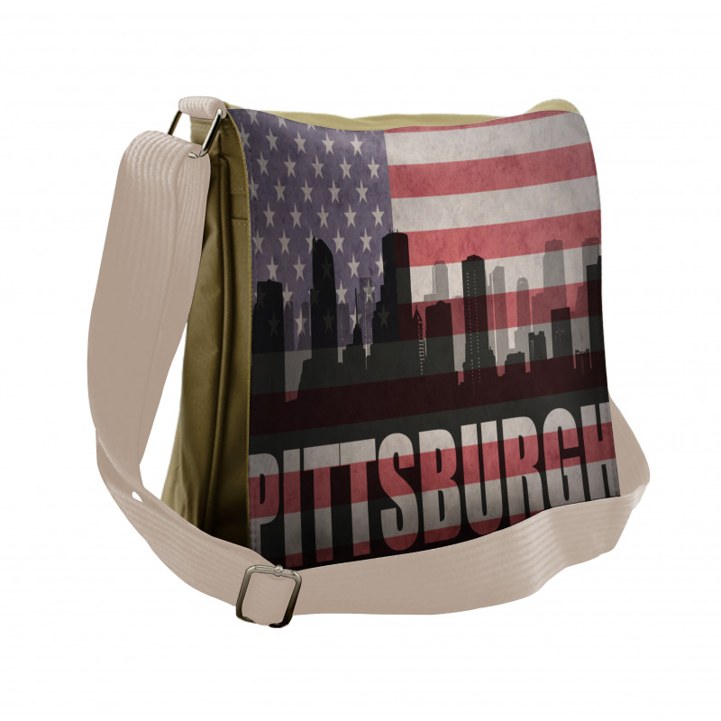 Flag Grunge Themed Messenger Bag