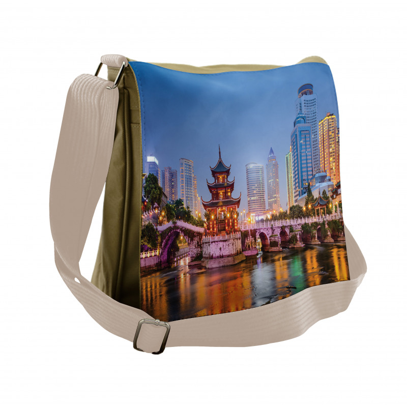 China Cityscape at Dusk Time Messenger Bag